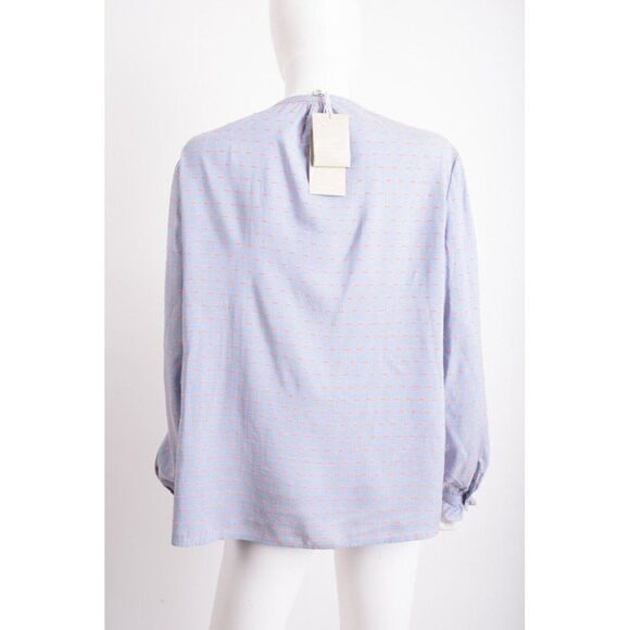 Boden Womens Lori Blouse Shirt UK 14 US 10 Blue Pink Swiss Dot Long Sleeve NWT - Picture 5 of 6